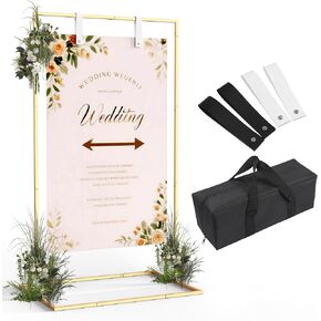 Wedding Sign Stand, Black Wedding Welcome Sign, Wedding Sign Holder with Storage Bag and Leather Sign Hanging Straps, Easel Stand for Sign, Welcome Sign for Party in Saudi Arabia