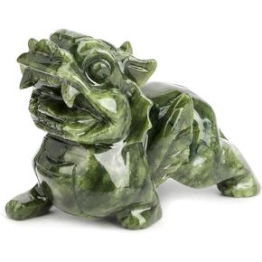 gemshan Green Jade Pi Xiu/Pi Yao Statue - Wealth Guardian with Meticulous Wing/Teeth Detailing | Authentic Jade (Not Resin) | Feng Shui Money Attractor & Evil Warder in Kuwait