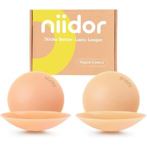 زوجان من أغطية الحلمات اللاصقة وغير اللاصقة من Niidor، فطائر سيليكون غير مرئية قابلة لإعادة الاستخدام، حمالة صدر مستديرة لفستان بدون ظهر in Kuwait