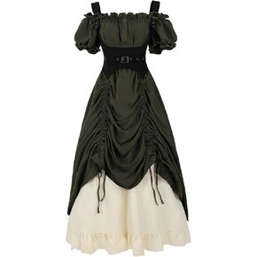 LTAKK Renaissance Dress Women Medieval Costume Off-Shoulder Pirate Steampunk Ren Faire Dresses with Corset 3Pcs in Kuwait