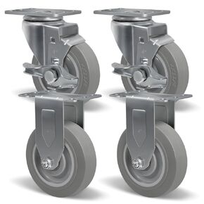 SY America 4" Caster Wheels,Industrial Casters, Heavy Duty Casters Set of 4,Non-Marking Thermoplastic Rubber Castor Wheels for Cart, Furniture and Workbench, 2 Brake & 2 Rigid, 1200 lbs Capacity in Kuwait