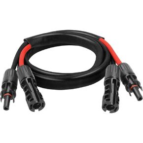 كابل شمسي 10AWG - سلك تمديد للوحة الشمسية بطول 50 قدمًا، سلك PV 10 قياسات مع غطاء حماية مثبطات اللهب موصل مقاوم للماء للإناث والذكور للمركبات الترفيهية والأنظمة الكهروضوئية والألواح الشمسية (50 قدمًا) in Kuwait