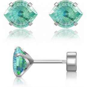 أقراط من التيتانيوم على شكل عين شريرة مسطحة الظهر، مسامير خلفية لولبية خضراء زمردية، لا تسبب الحساسية للأذنين الحساسة، مجوهرات ثقب قيلولة النوم للنساء والفتيات غضروف هيليكس تراغوس، 20 جرام 6 مم in Kuwait