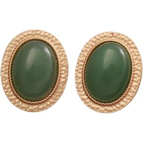 Handcrafted Oval Fashion Earrings for Women - Genuine Gold Plated, Natural Stone Texture, Versatile and Trendy in Saudi Arabia