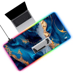 لوحة ماوس ألعاب Vyaaa مقاس 47 بوصة × 20 بوصة RGB، حصيرة مكتب LED مقاس XXL مع 9 أوضاع إضاءة، سطح أملس وقاعدة مطاطية غير قابلة للانزلاق للألعاب/المكتب/المنزل (أسود) in Kuwait