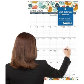 SUNEE 2026 Wall Calendar Large 22.75"x15.5", 21 Month Calendar (Ends December 2027), Vertical Extra Large, Seasons Color in Kuwait