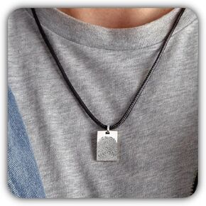 Fingerprint Necklace For Men, Thumbprint Jewelry For Men, Memorial Gift, Loss Of Dad Gift, Gift For Him, Necklace For Men in Kuwait