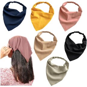6 Pack Hair Scarf Headband for Women, Elastic Boho Triangle Bandana Head Scarves Hair Accessories in Saudi Arabia