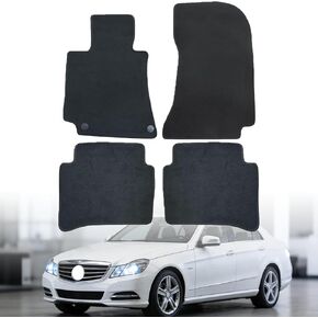 Mythoria Car Floor Mats Full Set Fit for Mercedes-Benz W212 E-Class 2012 2013 2014 2015 2016 | Black, Velour Carpet | Waterproof, with Anti-Slip Backing in Kuwait