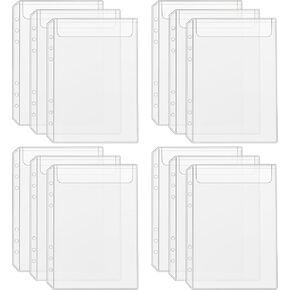 12PCS A5 Binder Pockets No Zipper, A5 Size 6 Holes Binder Inserts Budget Cash Envelopes Clear Binders Folders Document Filing Bags Money Organizer Bags for Saving Challenge in Kuwait