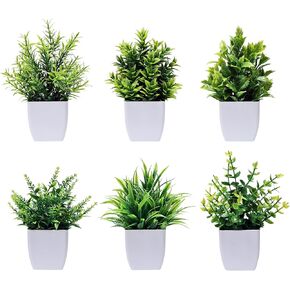 6 Pack Mini Artificial Plants, Set of Potted Fake Plants for Home Office Desk Decor, Small Realistic Miniature Bonsai for Bathroom and Shelf Display in Kuwait