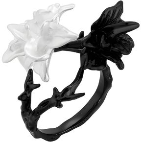 Mandala Ring for Women Adjustable Black and White Flower Rings in Kuwait