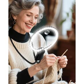 عدسة مكبرة بدون استخدام اليدين مع ضوء، عدسة مكبرة للرقبة مضاءة 5X 15X للحرف اليدوية المتقاطعة وتطريز التطريز وقراءة التطريز، نظارات مكبرة للعمل الوثيق، وكبار السن ضعاف الرؤية in Kuwait