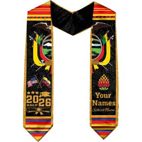 IZI POD Personalized Ecuador Graduation Stole, Ecuador Grad Sash, Ecuadoran and American Stole, Class of 2026, Gift For Grad in Kuwait