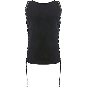 قميص رجالي برباط علوي وربطة عنق جانبية للحفلات والنوادي بدون أكمام، قمصان صيفية قصيرة مناسبة للخروج in Kuwait