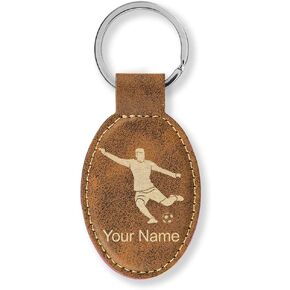 LaserGram Oval Keychain, Soccer Player Man, Personalized Engraving Included (Carbon Fiber Bronze) in Saudi Arabia