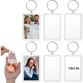 Larrel 6 Pcs Acrylic Picture Keychain Blanks, Personalized Keychain Picture Holder with Split Ring, Funny Double Sided Blank Custom Photo Keychains for Insert 1.7 x 1.1 Photo and DIY Loved Ones in Kuwait