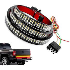 Car LED Tailgate Light Bar, IP65 Water-Proof Triple Row Tail Strip with Light Flow Effect, Super Bright Plug and Play Running Indicator Lamp, Universal for Most Cars (Multicolored) in Kuwait