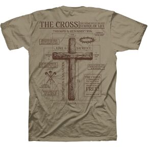 Kerusso Unisex Christian Crewneck Short Sleeve Graphic T-Shirt Cotton Khaki Cross Blueprint in Kuwait