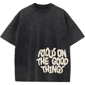 Mens Graphic Tees Vintage Acid Wash Shirts Inspirational Positive Streetwear Oversized T Shirts Short Sleeve Tops in Kuwait