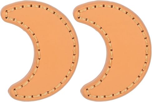 Luxshiny 2pcs Moon Shaped Cabinet Door Handles with Khaki Pu Leather, Single Hole Drawer Pulls for Wardrobe and Dresser Furniture Hardware in Kuwait