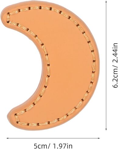 Luxshiny 2pcs Moon Shaped Cabinet Door Handles with Khaki Pu Leather, Single Hole Drawer Pulls for Wardrobe and Dresser Furniture Hardware in Kuwait