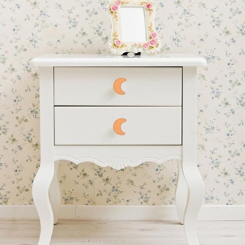 Luxshiny 2pcs Moon Shaped Cabinet Door Handles with Khaki Pu Leather, Single Hole Drawer Pulls for Wardrobe and Dresser Furniture Hardware in Kuwait