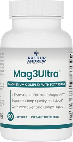 Arthur Andrew Medical, Mag3Ultra Triple Magnesium Supplement, Sucrosomial, Bisglycinate, Taurate for Muscle, Stress, Mood, Nerve, Bone & Heart Support, 180 Capsules in Kuwait
