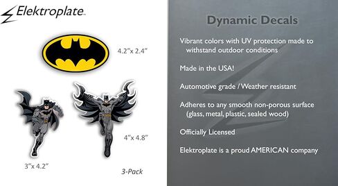 Elektroplate Officially Licensed DC Comics Batman in Action and Bat Symbol Dynamic Decals | Premium Auto-Grade Weatherproof Vinyl Stickers for Car, Water Bottle, Phone & More| USA Made | Set of 3 in Saudi Arabia