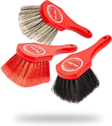 Maxshine 3-Piece All Interior & Exterior Detailing Brush Kit: Ideal for Car Wheels, Rims, Carpets, Engine Bays, Tires, & Interiors. Effective Dirt, Grime, & Tar Removal - A Must-Have For Car Detailing in Kuwait