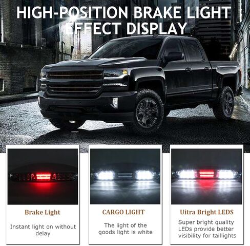 For 2007-2013 Chevy Silverado & GMC Sierra 1500 2500HD 3500HD LED 3rd Third Tail Brake Cargo Light High Mount Stop Lamp Replacement 25890530 OE (Chrome Housing Clear Lens) in Saudi Arabia