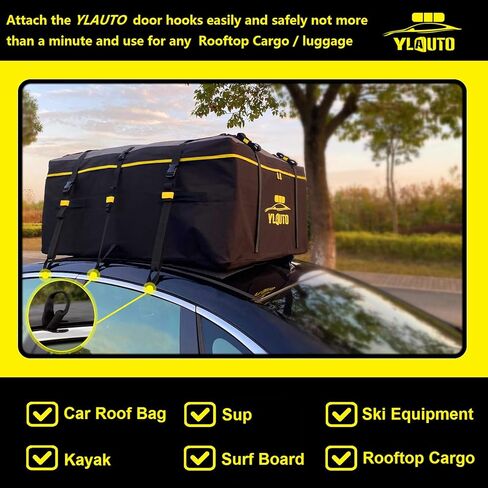 Rooftop Cargo Tie Down Hook Straps for Attaching Car Top Carriers Without A Roof Rack,100% Waterpoof,Suitable for Any Rooftop Cargo Carrier,No More Straps Inside Your Car(6PCS) (Orange) in Kuwait