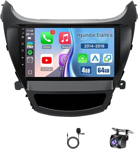 2 + 32G ستيريو سيارة أندرويد لشركة هيونداي إلنترا 2014 2015 2016 دعم الراديو مع أبل كاربلاي أندرويد أوتو 9 بوصة تعمل باللمس مرآة رابط بلوتوث واي فاي نظام تحديد المواقع نافي داش عدة مع ملحقات الكاميرا الاحتياطية in Kuwait