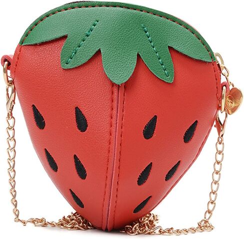 YYaaloa Strawberry Shape Purse PU Leather Metal Chain HandBags Messenger Bag Kawaii Purse Wallet for Birthday Gift in Saudi Arabia