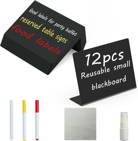 10cm x 7.6cm Mini Erasable Blackboard Food Labels for Party Buffet & Party, Reusable Food Signs for Buffet, Suitable for Supermarkets, Bakeries, Cafes (12pcs) in Saudi Arabia