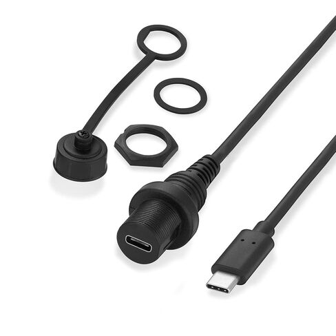 PENGLIN USB نوع C 3.0 كابل تمديد فلوش ماونت، USB C 3.0 سنادات بالسيارة تمديد داش كابل ذكر إلى أنثى (12 بوصة) in Kuwait