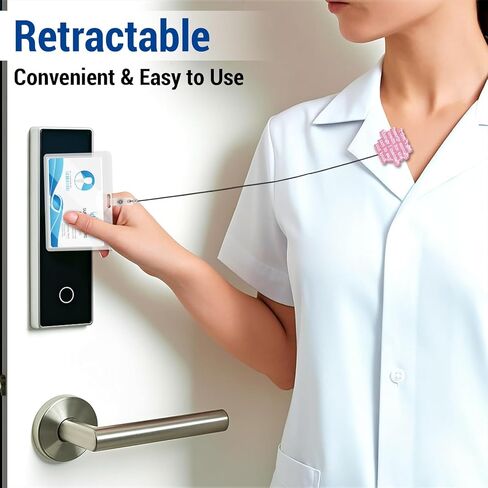 Cute Pink Badge Reel, Funny Office Quote Retractable Badge Holder Name Tag ID Card Clip for Nurse Medical Office Worker Assistant in Kuwait