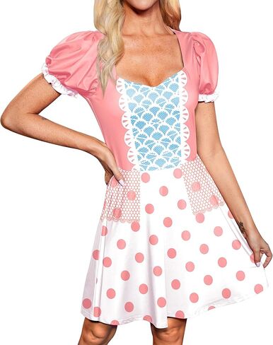 For G and PL Womens Halloween Casual Character Tunic Dress Bopep Holiday Aline Cosplay Party Costume Pastel Pink M in Saudi Arabia