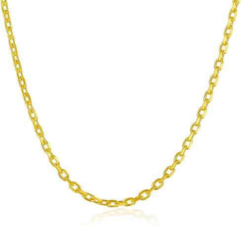 24K Solid Gold Necklace for Women, Real Pure Gold Jewelry Dainty Oval Clip Link Chain Necklace M Hook Eye Clasp for Men Girlfriend in Saudi Arabia