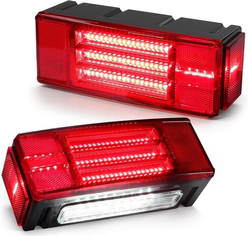 ضوء ذيل المقطورة LED مع قضبان إضاءة ثلاثية 12 فولت ضوء مقطورة مستطيل 131 مصباح LED فائق السطوع للفرامل تشغيل لوحة الترخيص ضوء علامة جانبية لمقطورة القارب IP67 DOT عدسة حمراء معتمدة in Kuwait