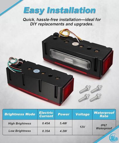 ضوء ذيل المقطورة LED مع قضبان إضاءة ثلاثية 12 فولت ضوء مقطورة مستطيل 131 مصباح LED فائق السطوع للفرامل تشغيل لوحة الترخيص ضوء علامة جانبية لمقطورة القارب IP67 DOT عدسة حمراء معتمدة in Kuwait