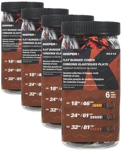 Keeper - Assorted Flat Bungee Cord in Multiple Colors, 6 Pack - 18", 24", and 32" in Kuwait