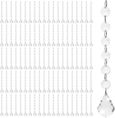100 Pcs Acrylic Hanging Crystals for Centerpieces Chandelier Clear Crystal Garland Strands Ornament Acrylic Clear Beads Prisms Pendant for Christmas Tree Window Home Decoration (Maple Leaf) in Saudi Arabia