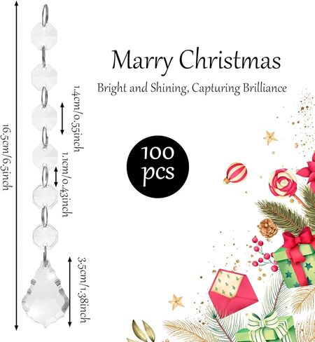 100 Pcs Acrylic Hanging Crystals for Centerpieces Chandelier Clear Crystal Garland Strands Ornament Acrylic Clear Beads Prisms Pendant for Christmas Tree Window Home Decoration (Maple Leaf) in Saudi Arabia