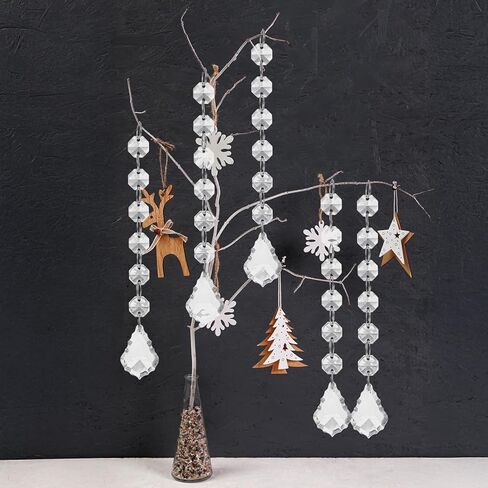 100 Pcs Acrylic Hanging Crystals for Centerpieces Chandelier Clear Crystal Garland Strands Ornament Acrylic Clear Beads Prisms Pendant for Christmas Tree Window Home Decoration (Maple Leaf) in Saudi Arabia