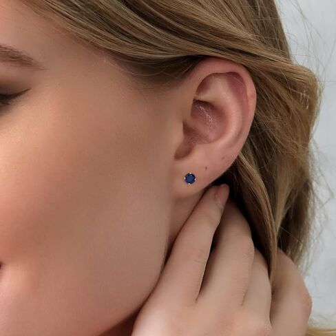 Gem Stone King 14K Yellow Gold Blue Sapphire Stud Earrings For Women Men (0.72 Cttw, Gemstone September Birthstone, Round 4MM) in Kuwait