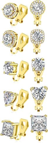 Gold Silver Clip on Earrings Women Cubic Zirconia Non Pierced Earrings Comfortable Clip on Stud Earrings for Wedding in Saudi Arabia