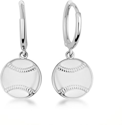 Women's .925 Sterling Silver Baseball Sports Stud Earrings or Drop Huggie Hoop Earrings or Cuban Link Hoop Earrings in Kuwait