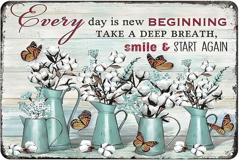 Aenaon كل يوم هو بداية جديدة علامة معدنية خمر بار المطبخ المرآب كهف جدار المنزل مضحك ديكور الرجعية فراشة القصدير تسجيل 8x12 بوصة in Kuwait