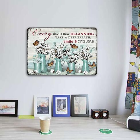 Aenaon كل يوم هو بداية جديدة علامة معدنية خمر بار المطبخ المرآب كهف جدار المنزل مضحك ديكور الرجعية فراشة القصدير تسجيل 8x12 بوصة in Kuwait